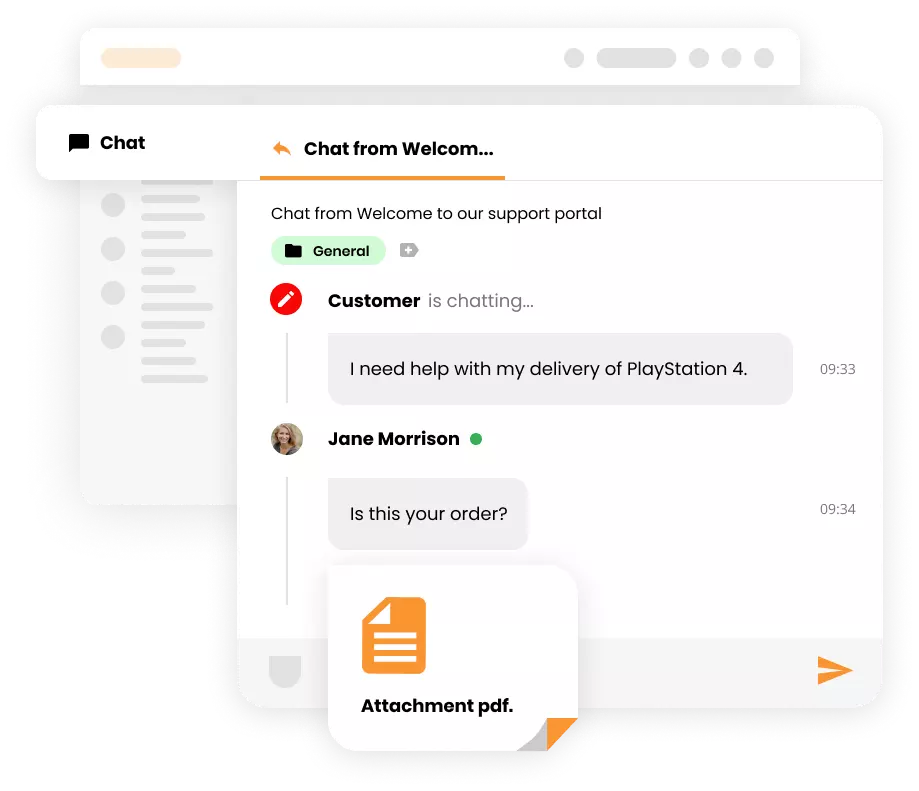 LiveAgent ticket vedhæftelse mockup