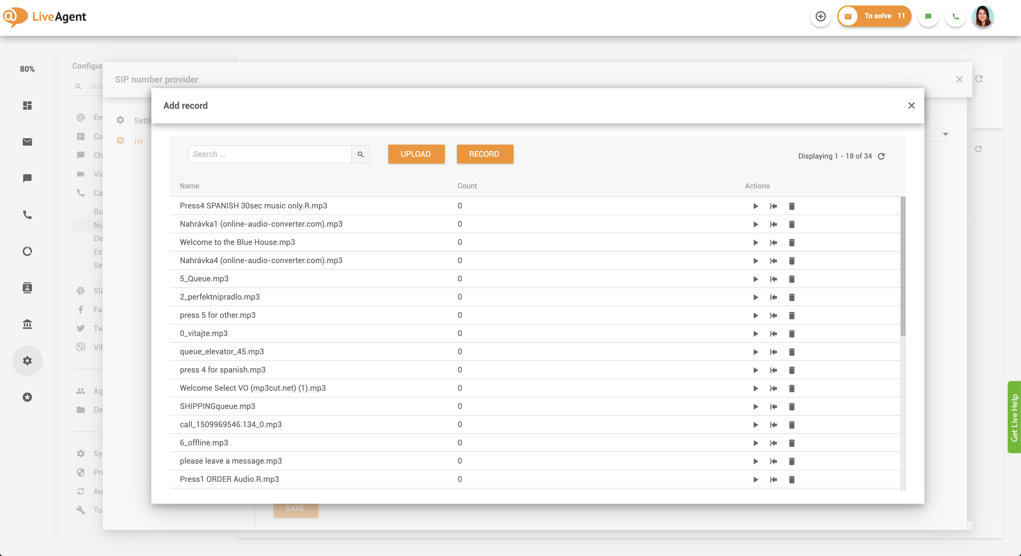 Tilbagekaldopsætning - IVR-meddelelser i LiveAgent