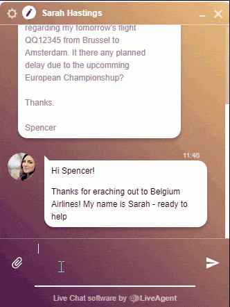LiveAgent chat-værktøj interface