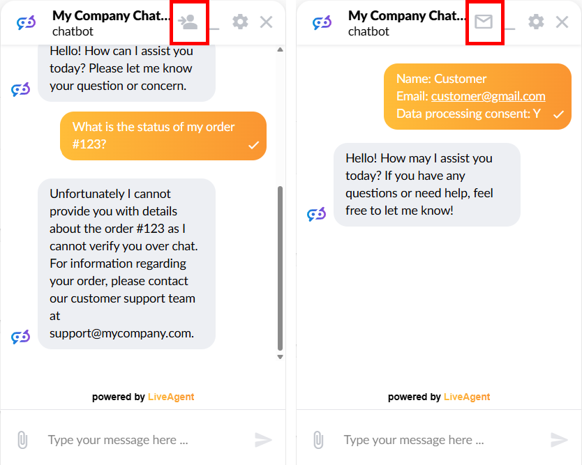 LiveAgent AI Menneskelig handover Preview