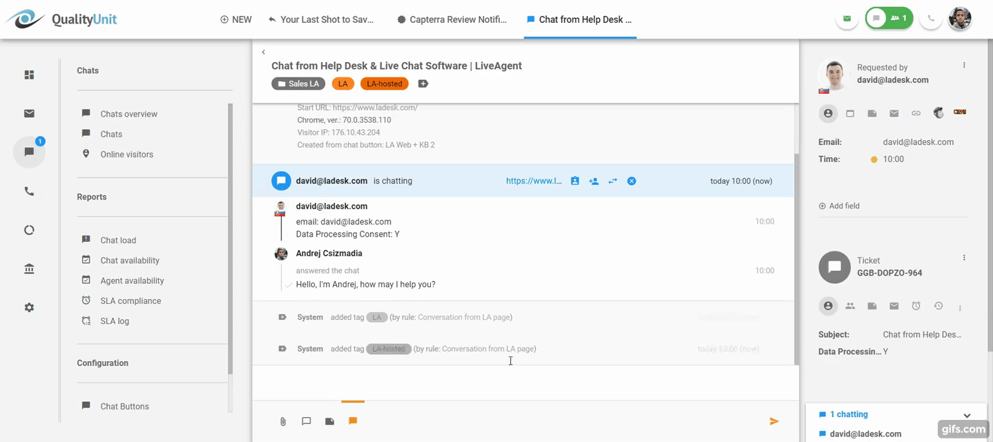 Realtidsvisning af skrivning i aktion