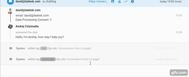 Eksempel på realtidsvisning af skrivning