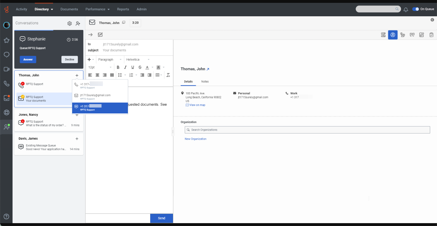 Genesys Cloud brugerinterface