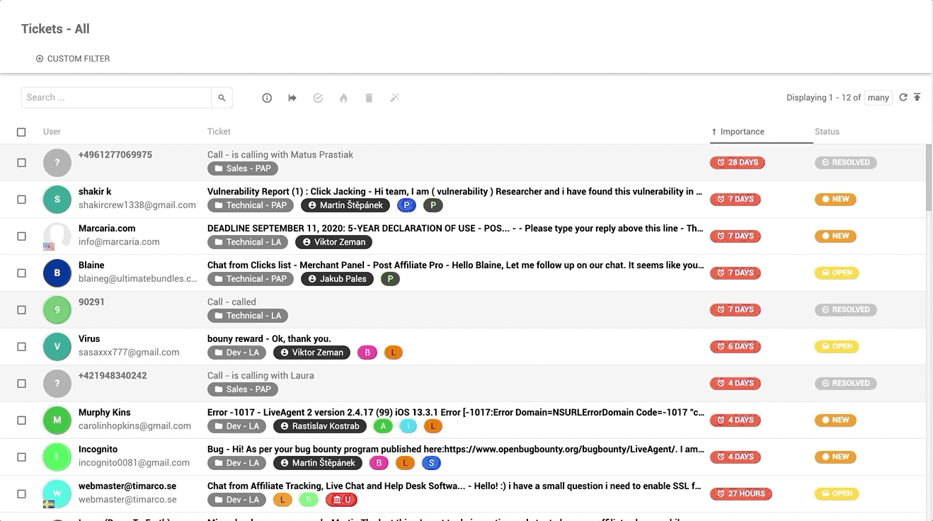 Example of universal inbox