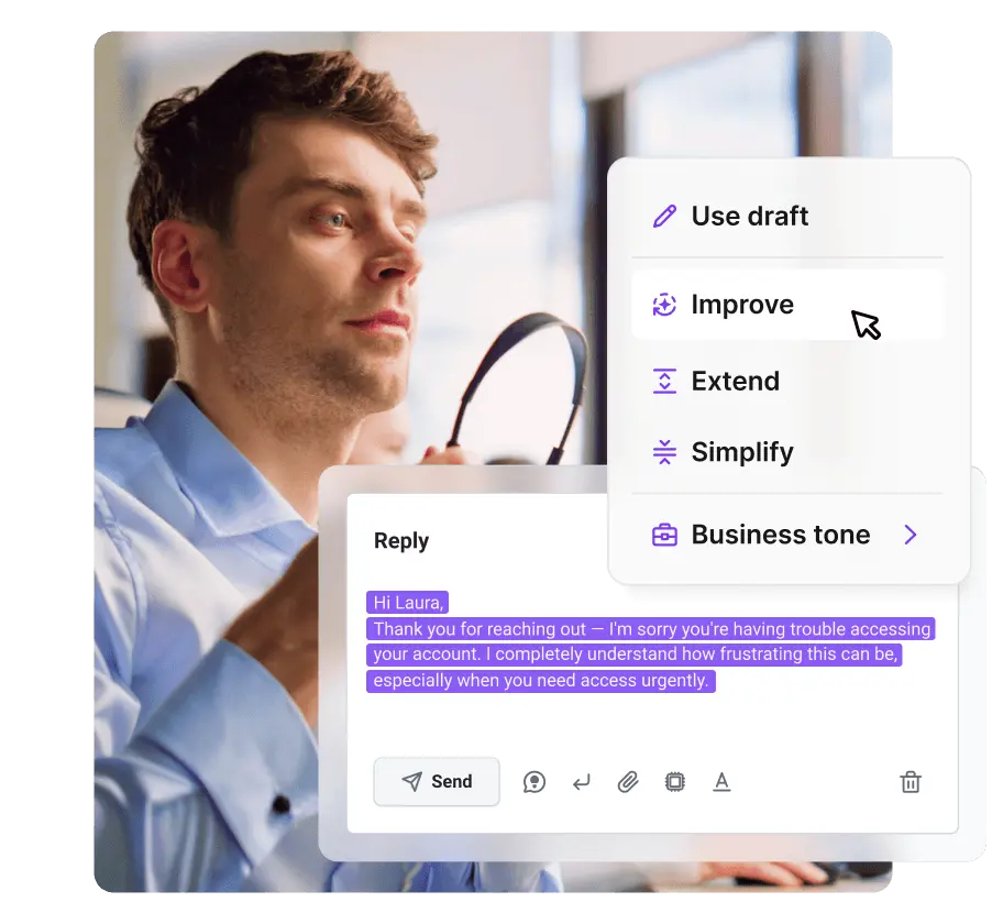 AI svar-forbedrer til live chat-agenter