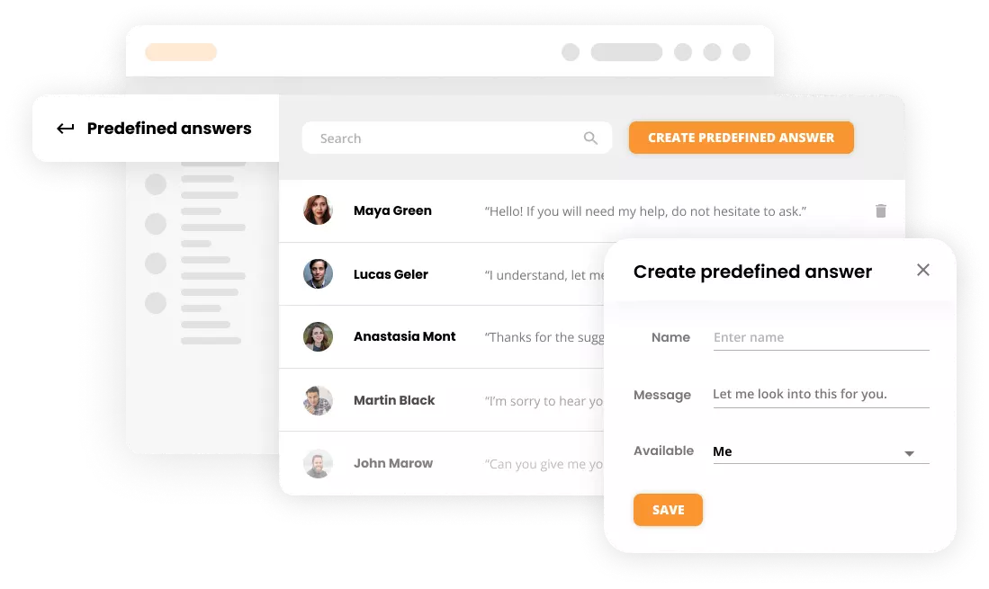 Mockup af foruddefinerede svar