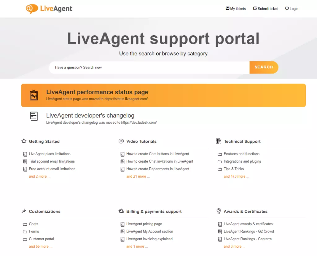 LiveAgent supportportal