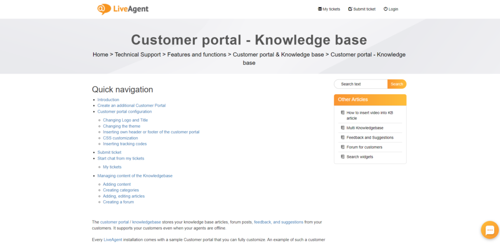 LiveAgents kundeportal/videnbaseguide