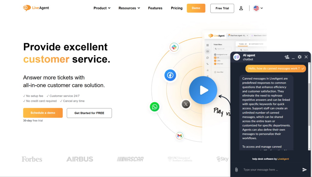 LiveAgents chatbot samtaleforhåndsvisning
