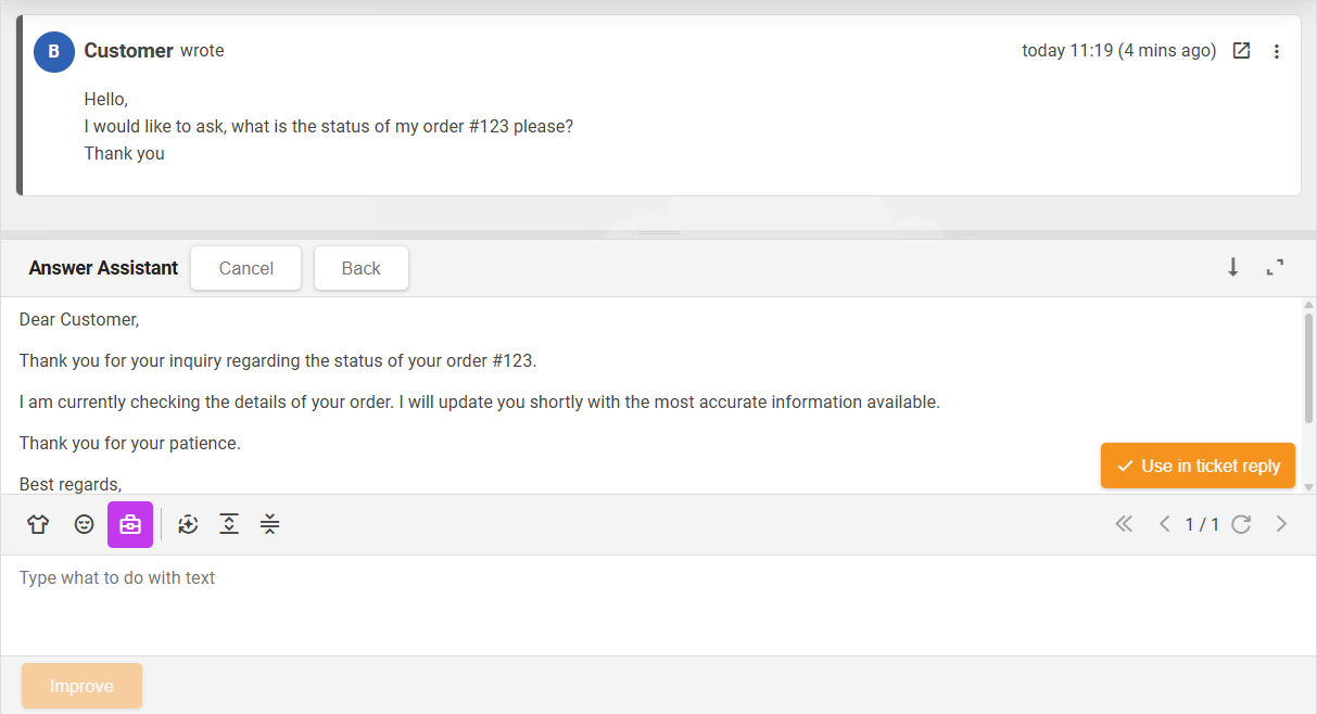 AI Draft Composer kommunikationsoversigt