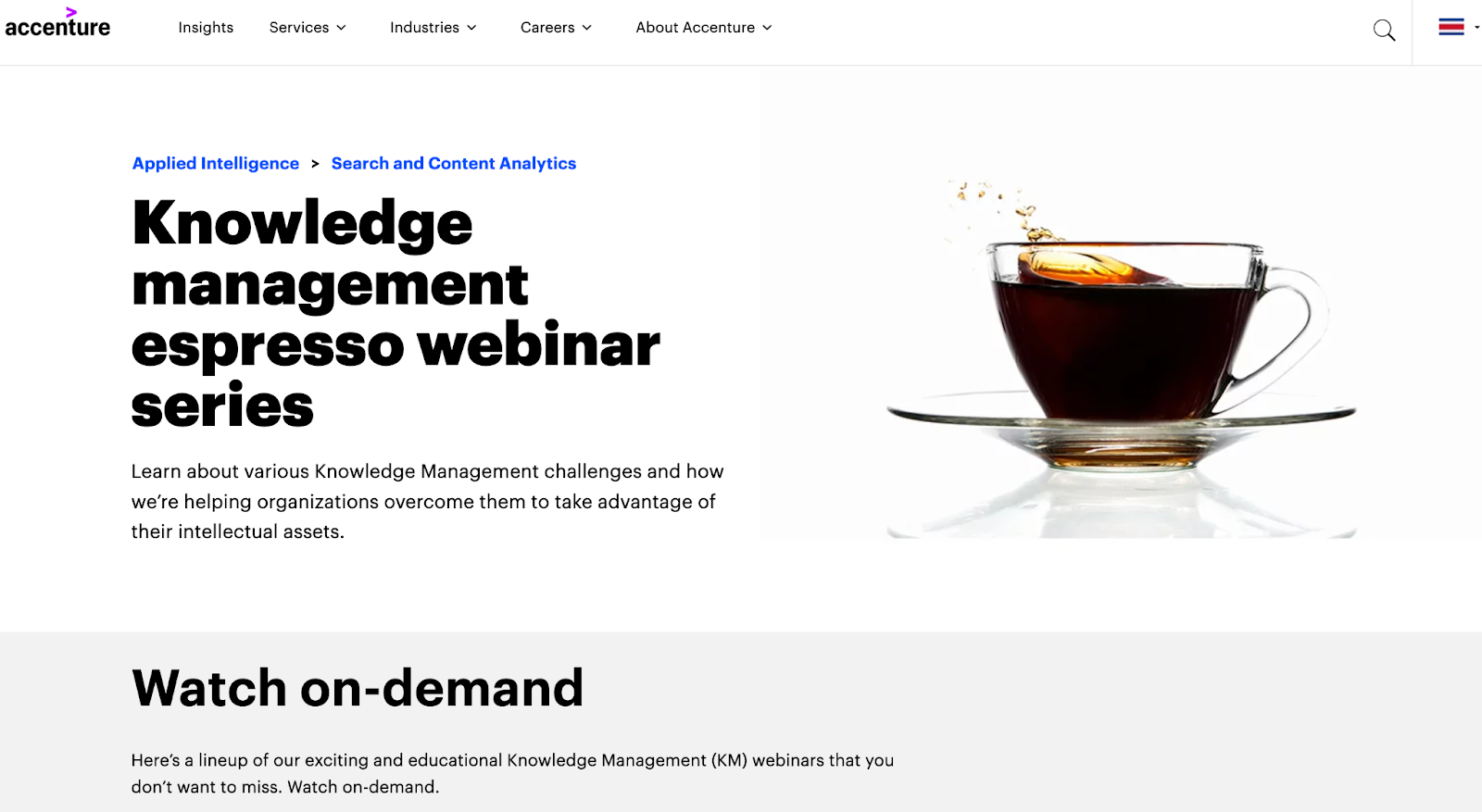 Et screenshot af Accentures ressourcer delt gennem vidensstyring