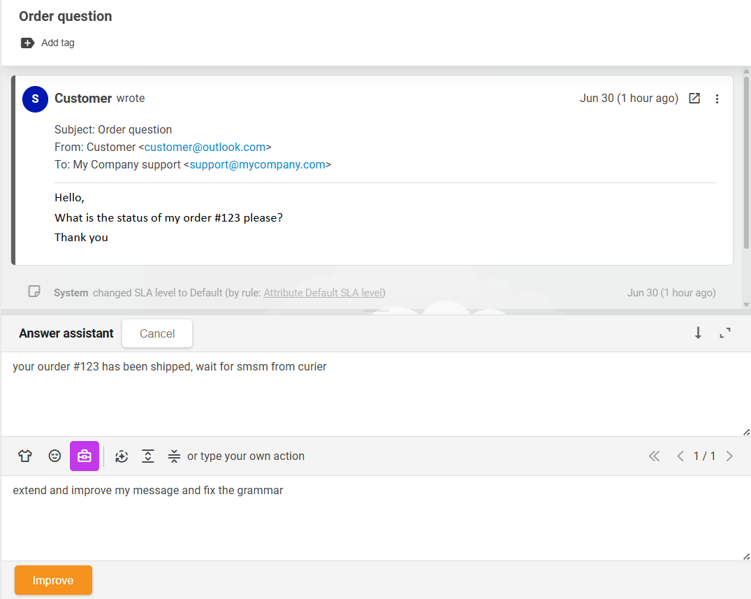 LiveAgent AI Answer Assistant-funktion