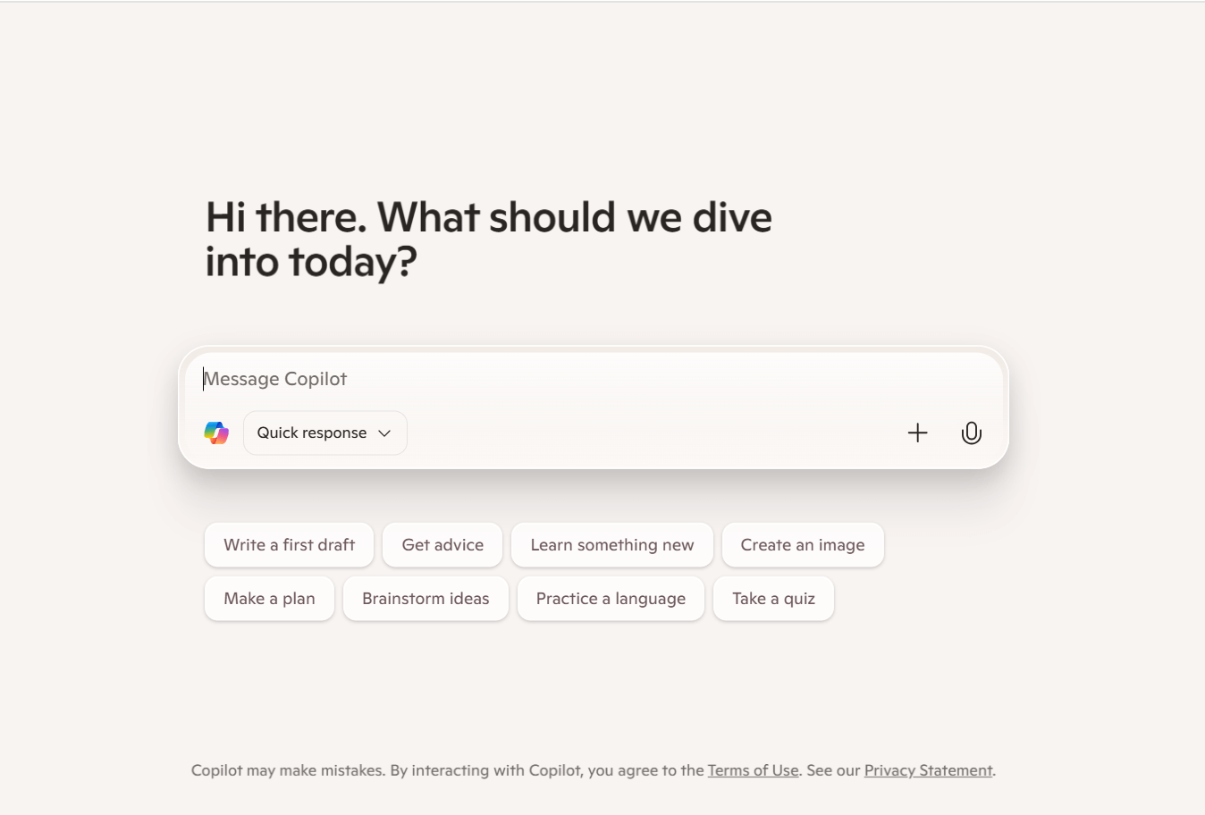 Copilot af Microsoft interaktionsvindue overblik