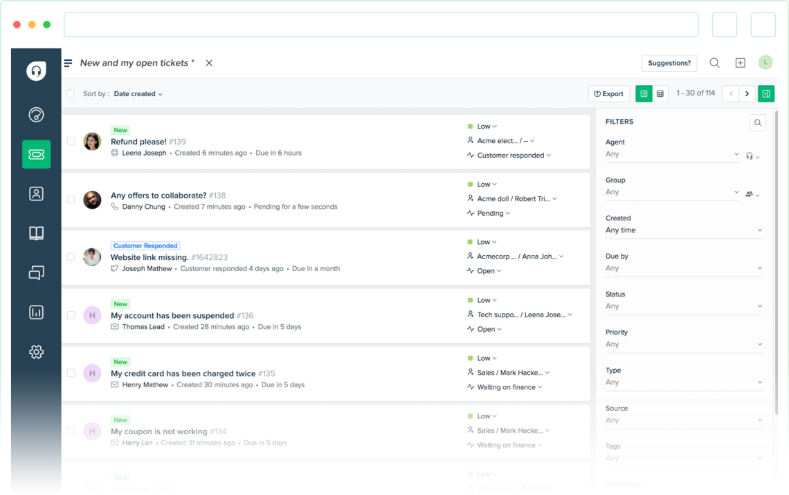 FreshDesk åbne billetter
