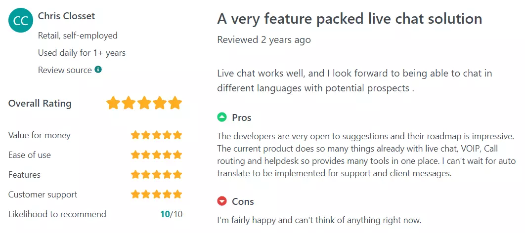 GetApp LiveChat anmeldelse