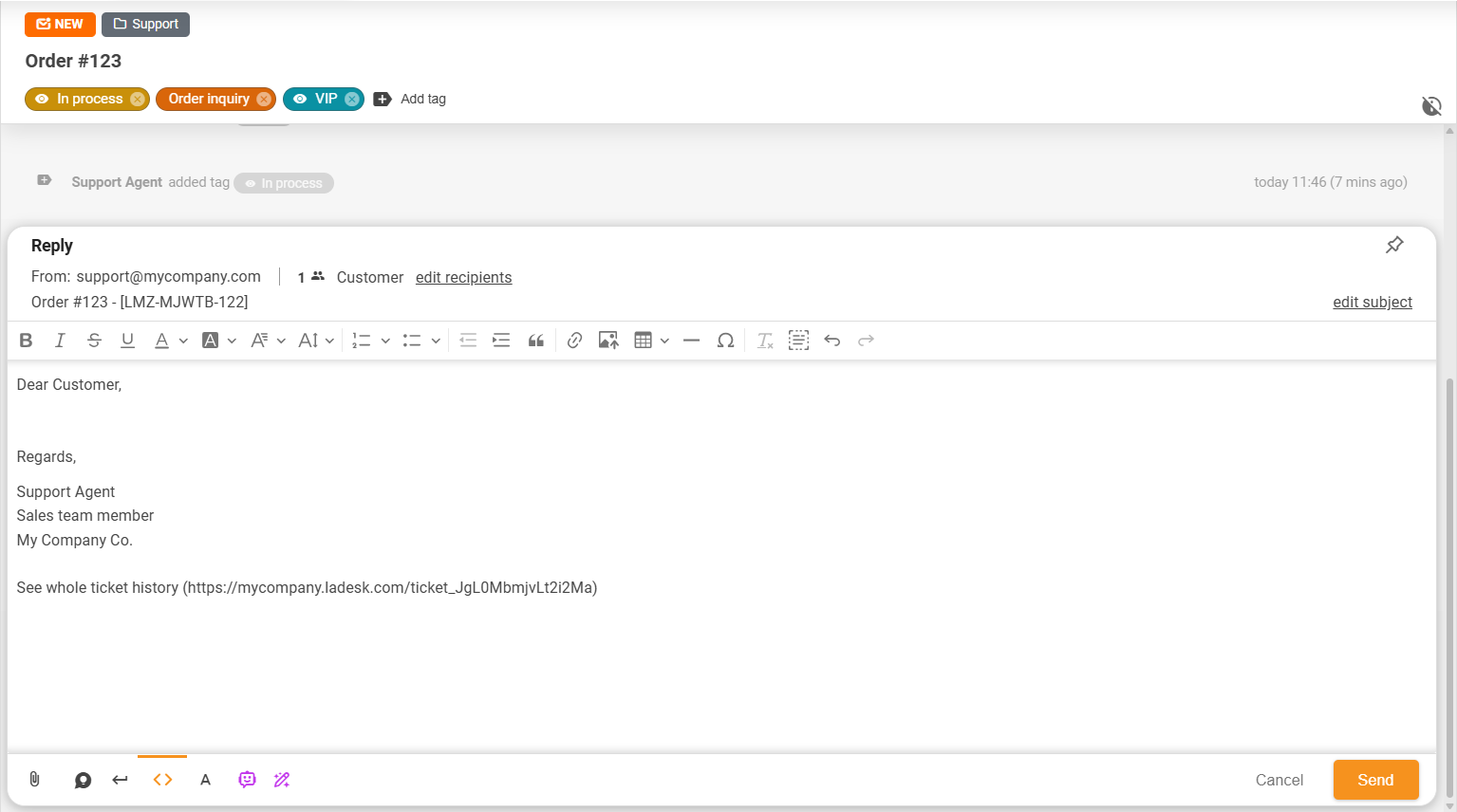 Pin- og unpin-funktion i LiveAgent