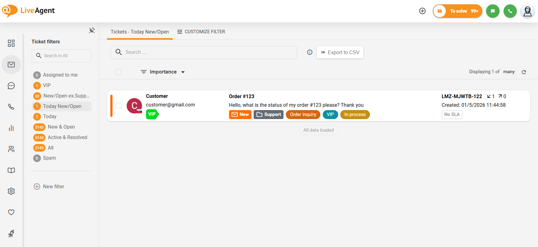 Sammenfaldelig undermenu LiveAgent-oversigt