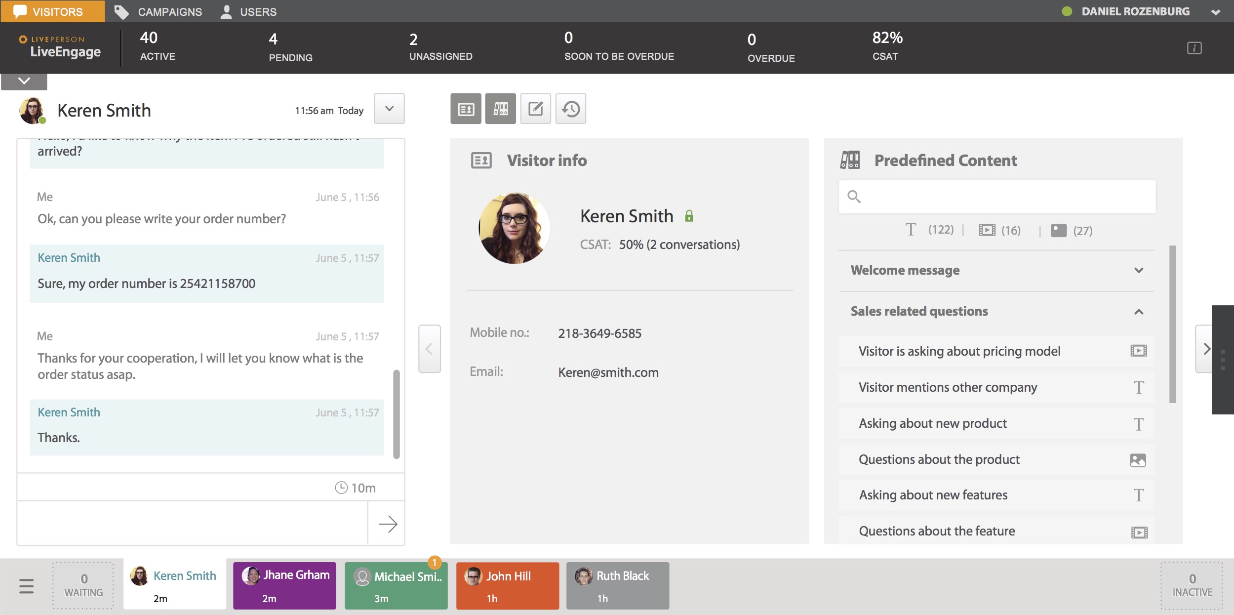 LivePerson igangværende chatvindue