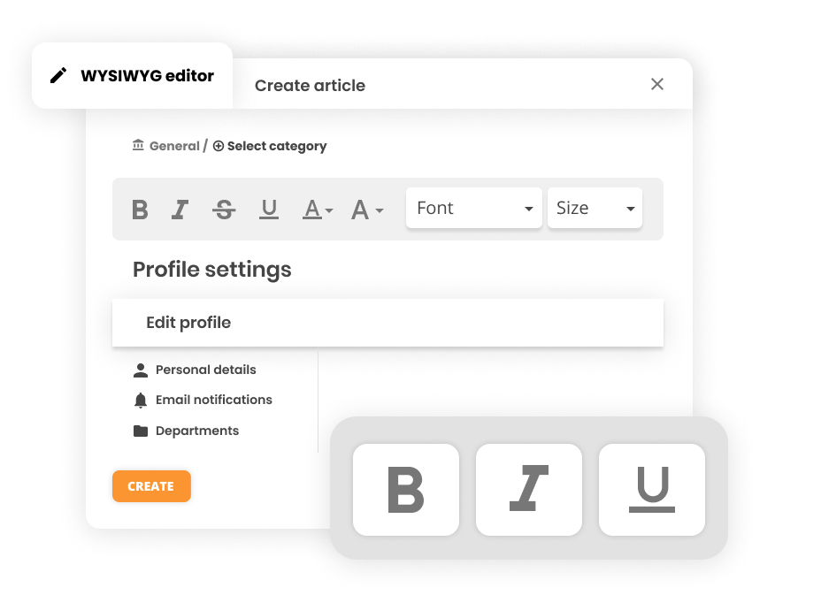 WYSIWYG-editor i knowledge base software - LiveAgent
