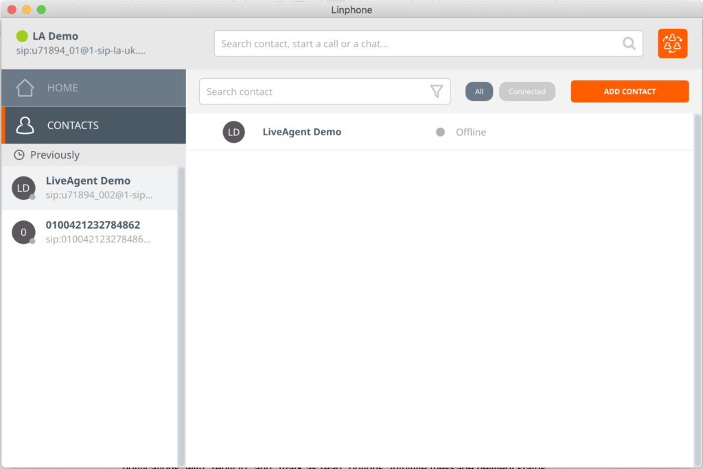 Linphone softphone-grænseflade