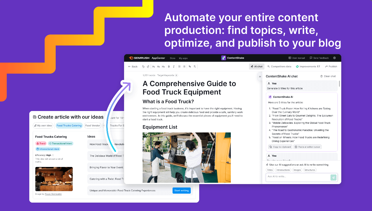 Semrush Content Shake AI chatvindue
