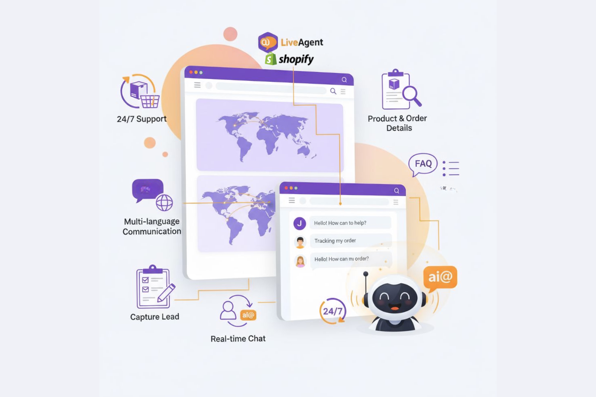 Integrationen af Shopify med LiveAgent AI-chatbot