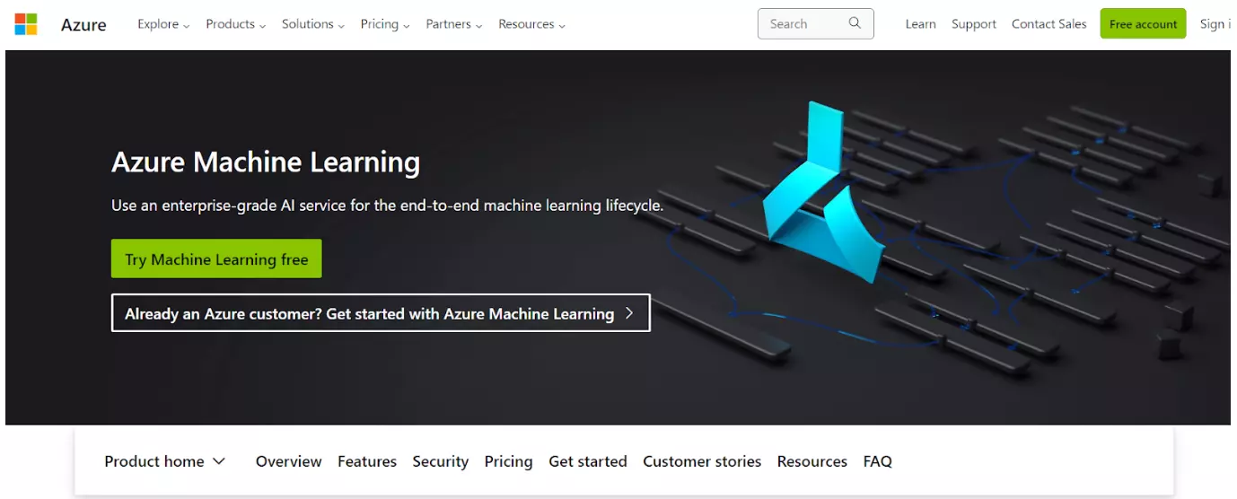 Azure Machine Learning Studio-hjemmeside