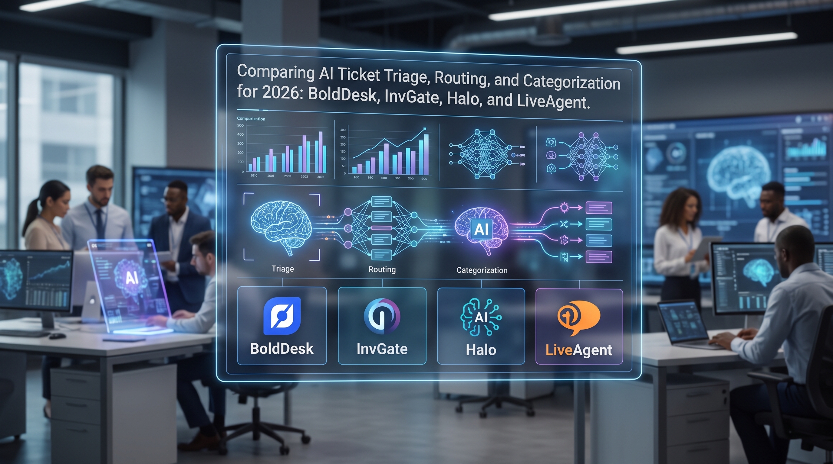 BoldDesk vs InvGate vs Halo vs LiveAgent: AI-billetsortering, routing og kategorisering sammenlignet for 2026