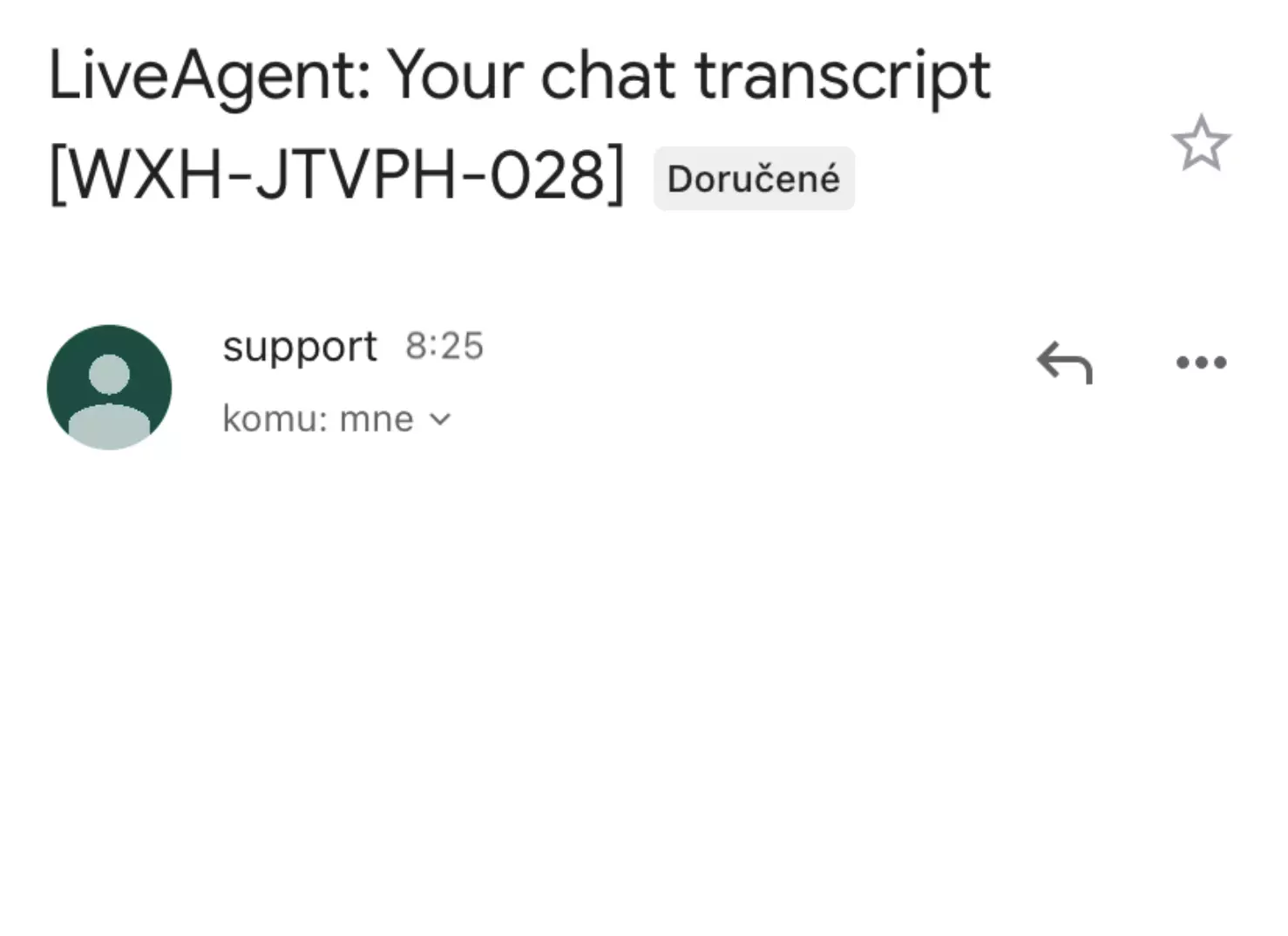 Et billede, der viser en tom chatudskrift på grund af en fejl i tidligere versioner af LiveAgent