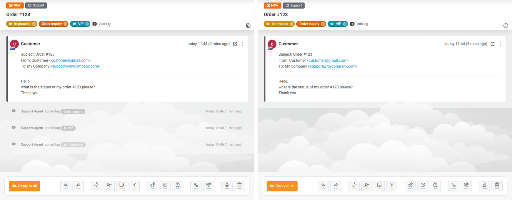 Mulighed for at skjule systembeskeder i en billet