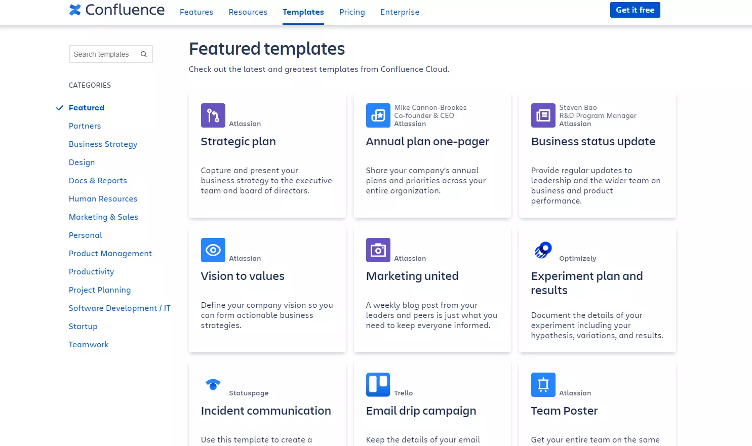 Confluence-skabeloner