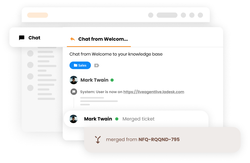 Visualisering af flettefunktionen i LiveAgent