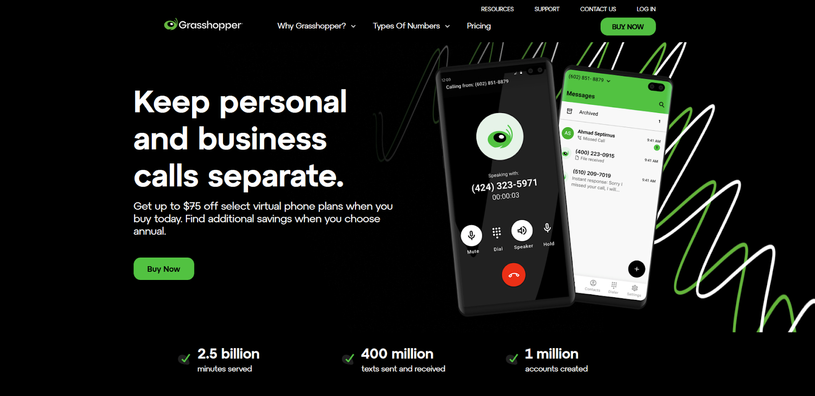 Grasshopper virtuelt telefonsystem homepage