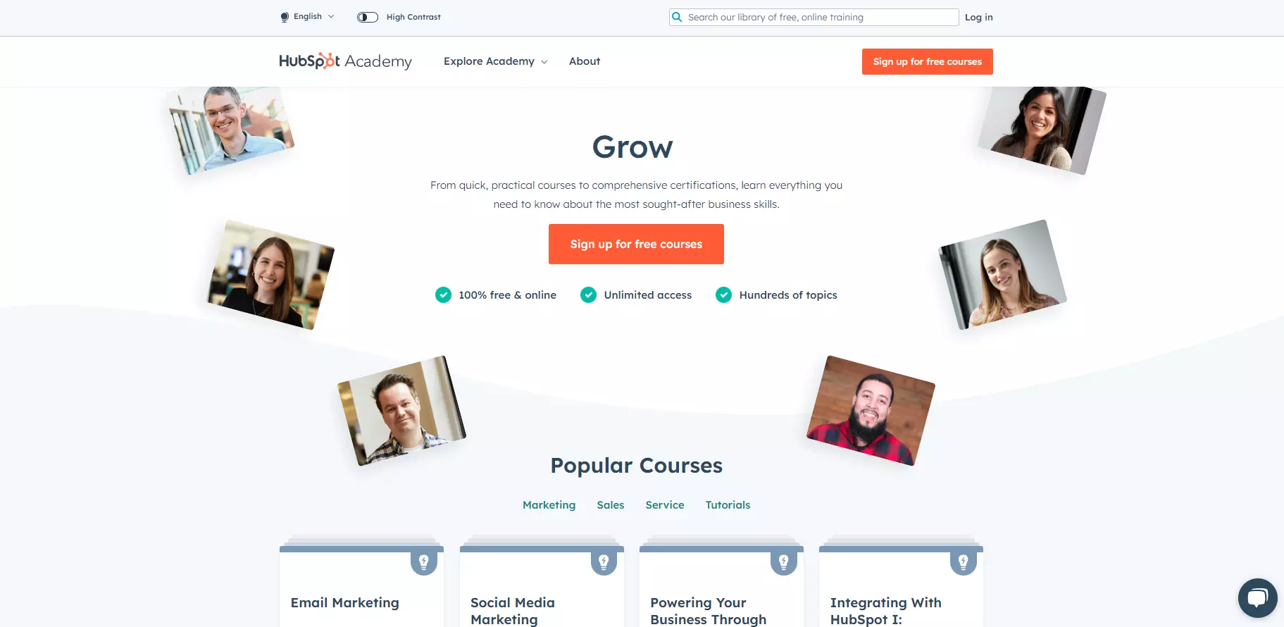 HubSpot Academy hjemmeside