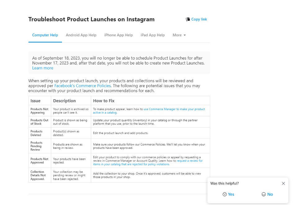 Instagrams fejlfinding