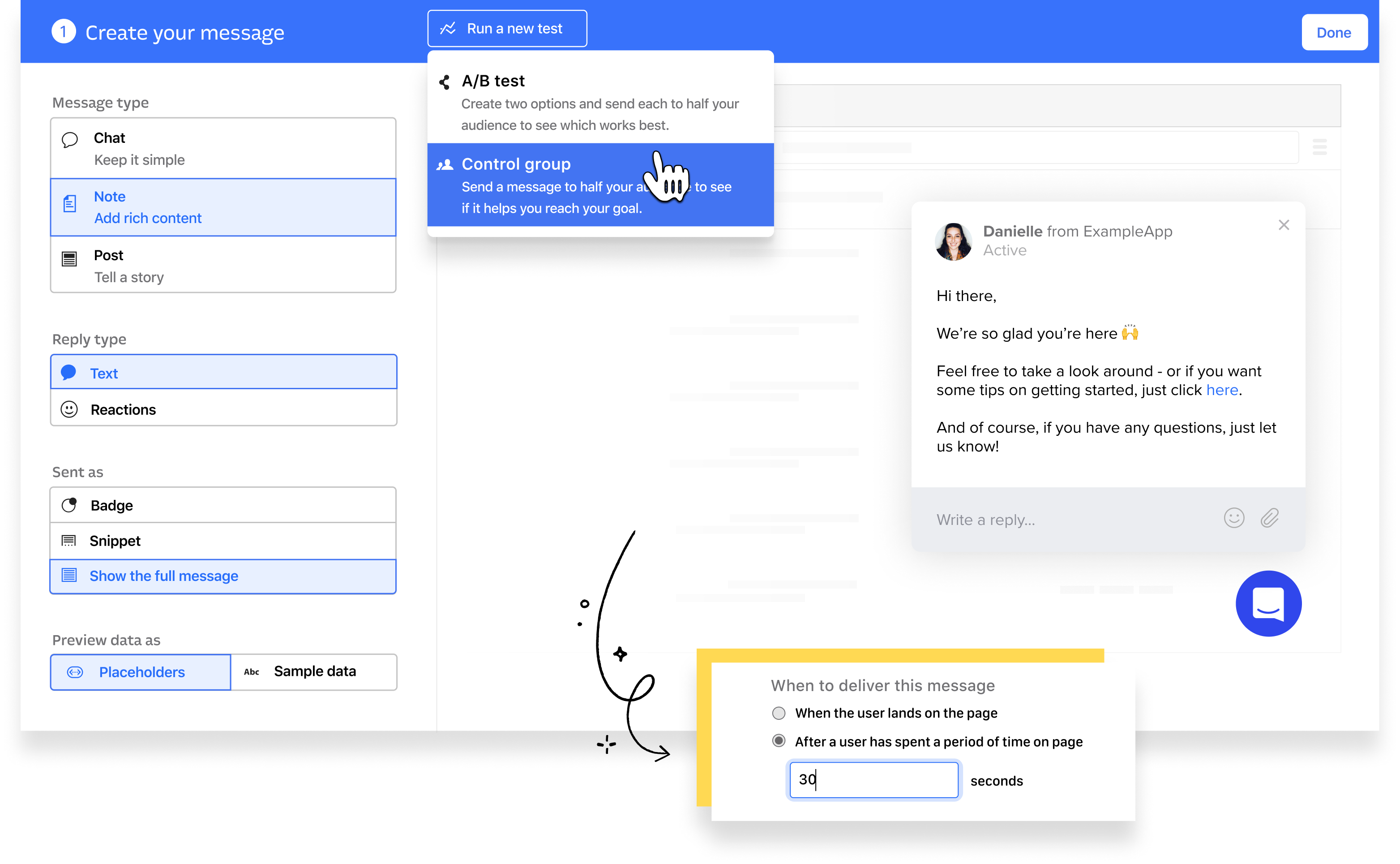 Intercom igangværende live chat