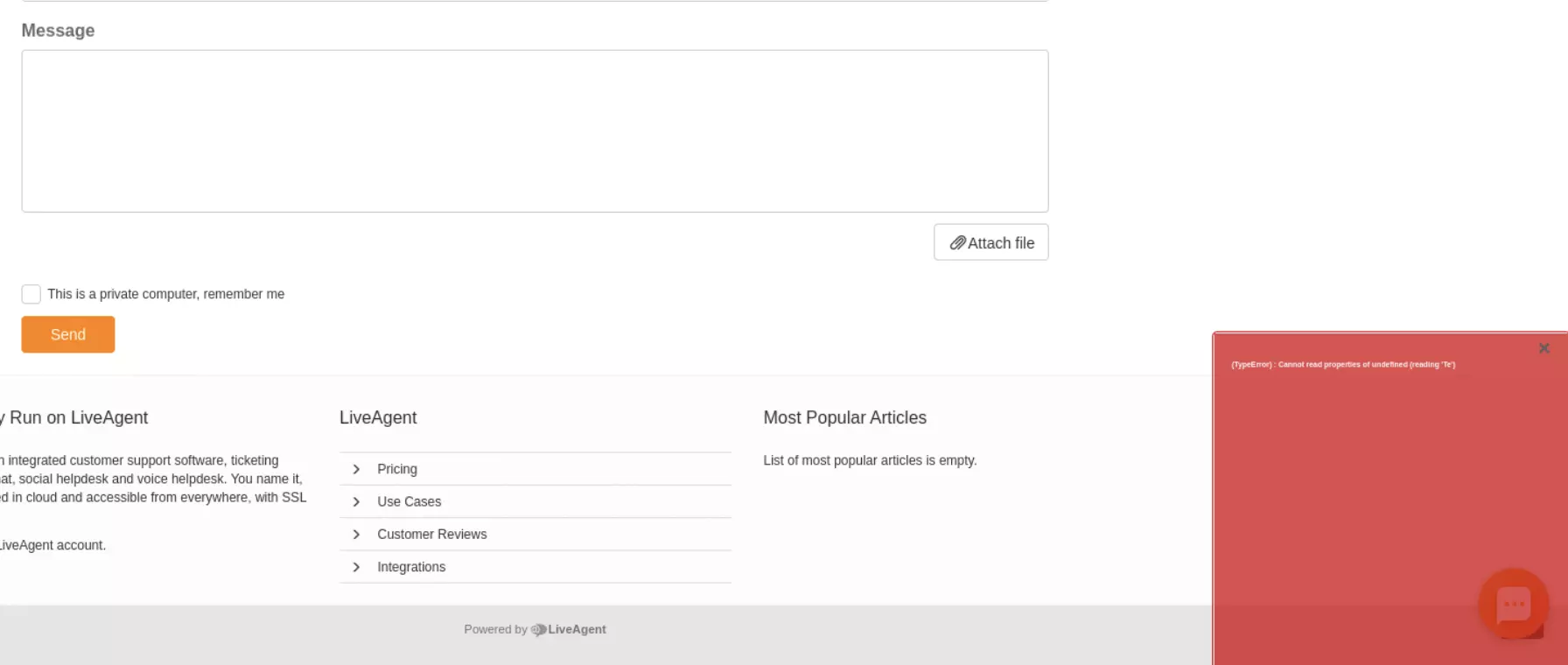 Et billede, der viser problemet med at indsende knowledge base-billetter i tidligere versioner af LiveAgent