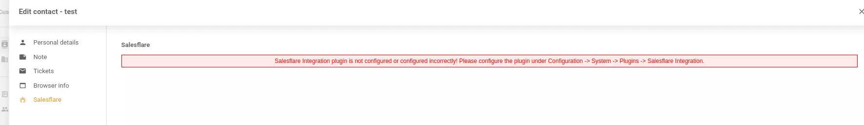 Forkerte meddelelser i integrationskonfiguration