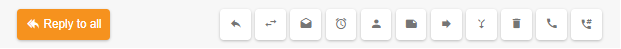 Svar til alle-knap med yderligere e-mail-handlingsikoner til videresendelse, sletning og andre funktioner i LiveAgent-softwaren
