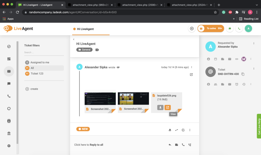 Vedhæftelser i webbrowser åbnet i flere tabs