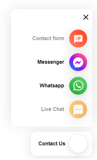LiveAgent's Kontakt os-knap med flere kommunikationskanaler, der giver tilgængelig support