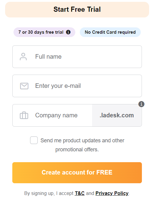 LiveAgent quick registration example