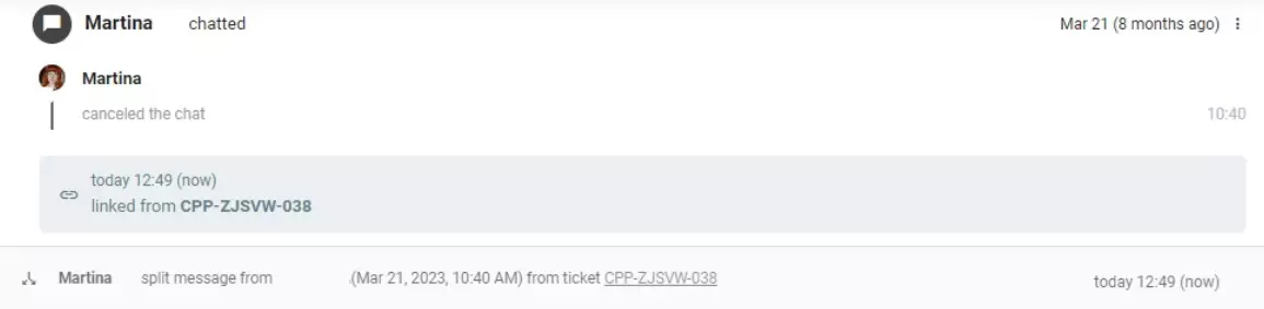 Opdeling af kundekommunikation i to separate billetter i LiveAgent