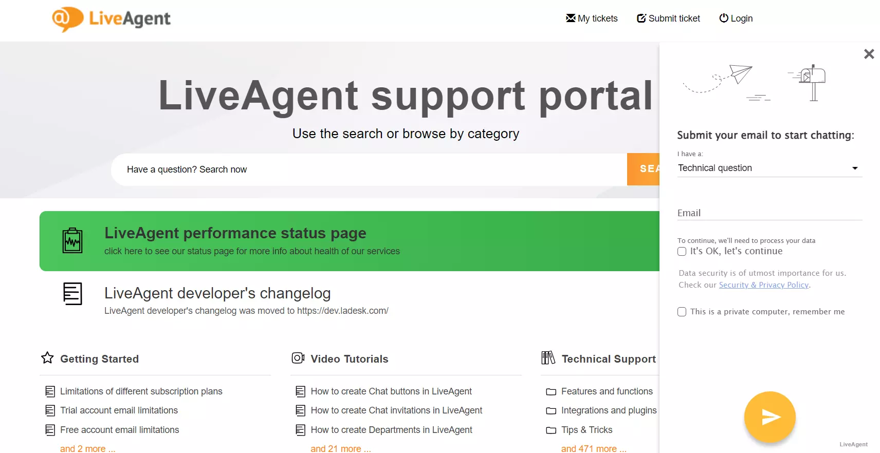 LiveAgent vidensdatabase supportportal