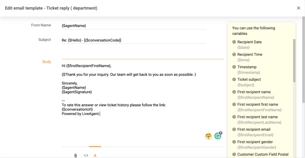 Ny skabeloneditor i LiveAgent 5.26