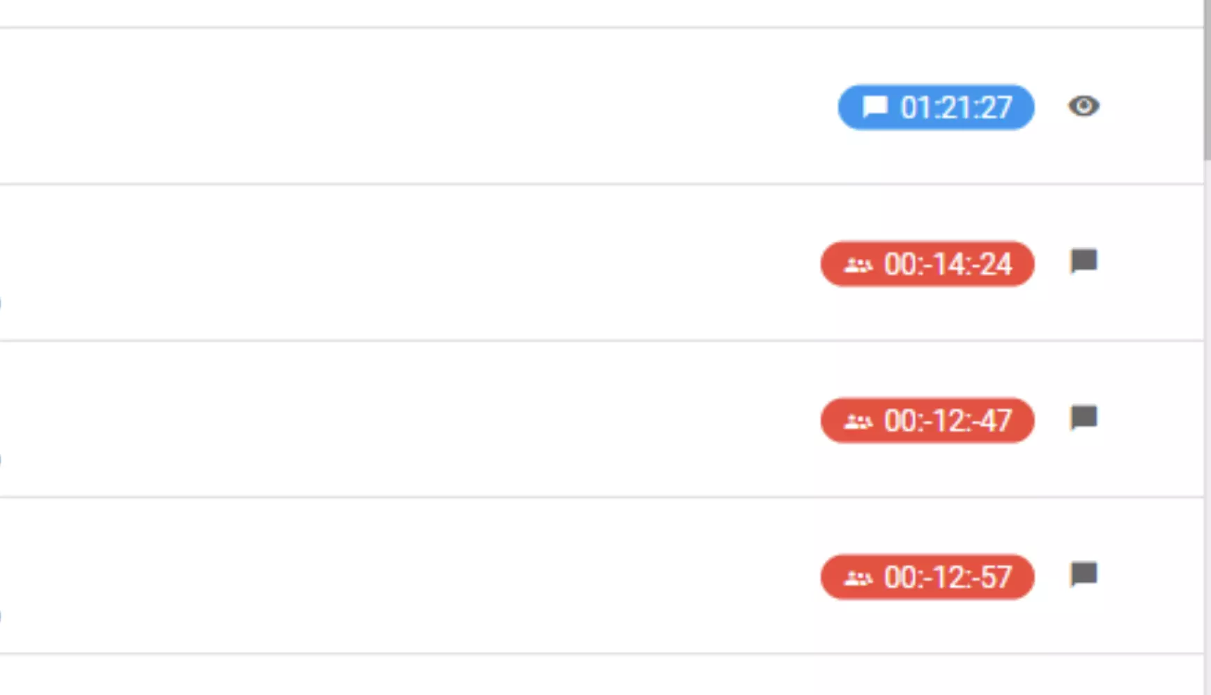 Et billede, der viser en fejl med negative tidsværdier under chatsessioner i tidligere versioner af LiveAgent