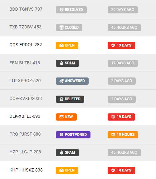 Nye billetstatusikonerikon på LiveAgent