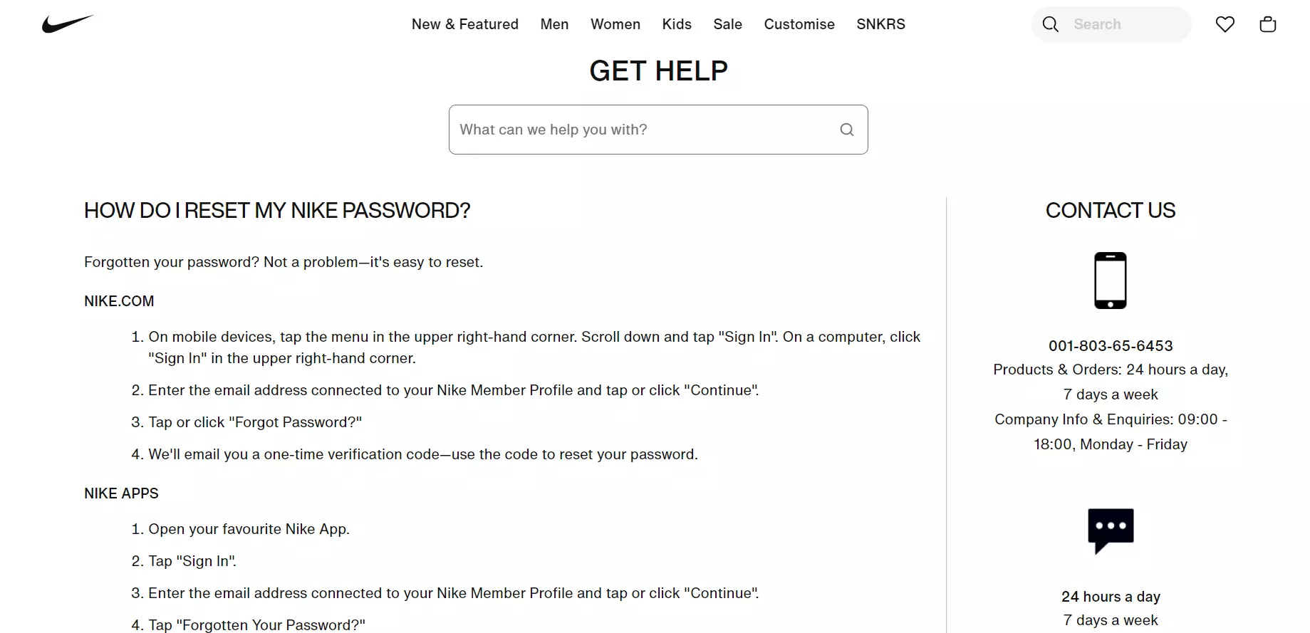 Nikes praktiske kontaktinformation