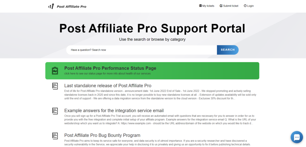 Post Affiliate Pros supportportal