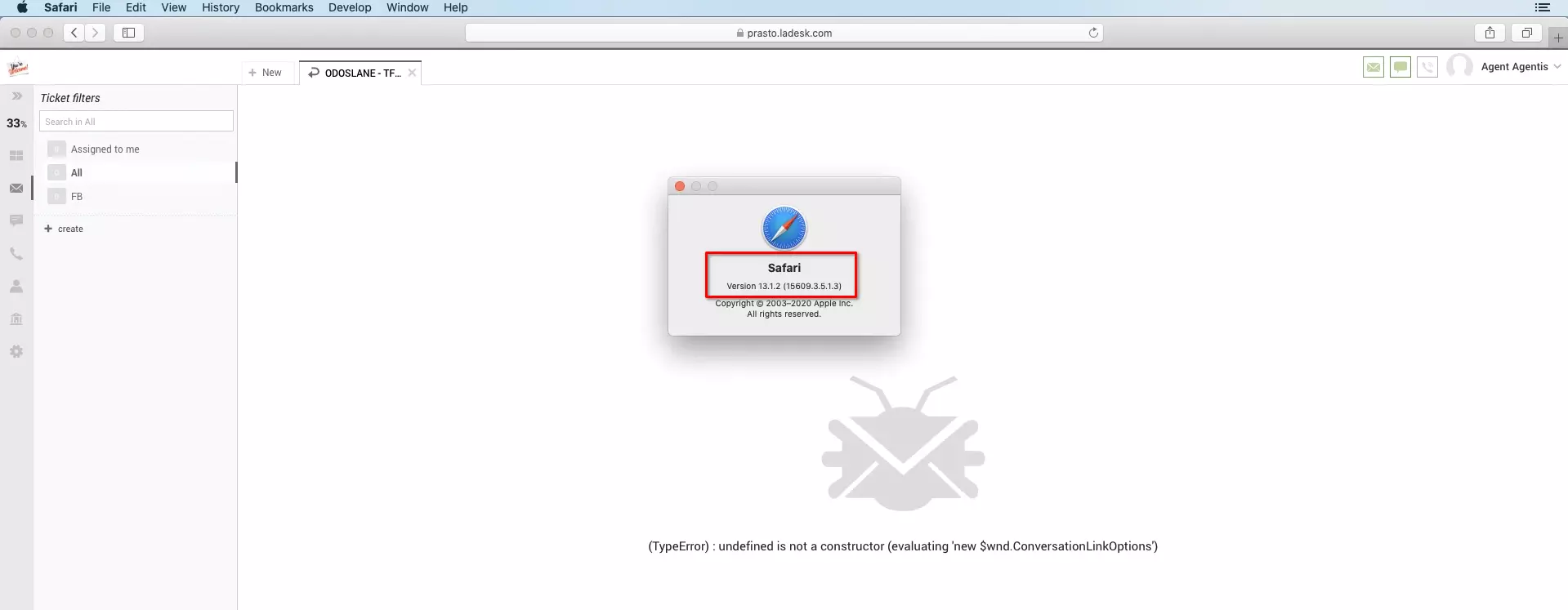 LiveAgent i Safari-browsere efter en opdatering